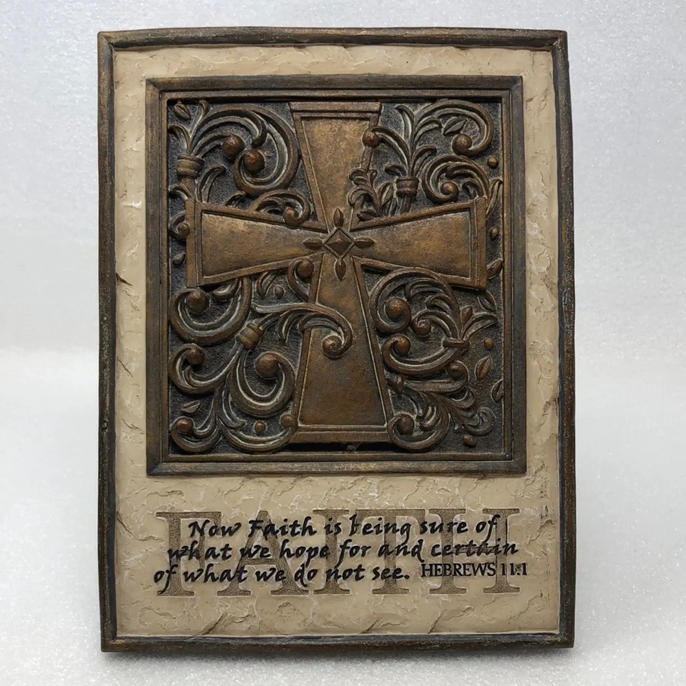 Decorative Cross Wall Plaque Carved With Inspirational Bible Verse Quote Resin